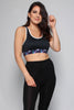 Black Sports, Gym and Active Wear Crop Top with Geometric Print 