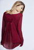 Wine Fine Knit Chiffon Bow Back Top One Size