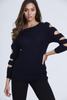 Navy Knitted Cut Out Arm Jumper One Size