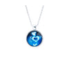Blue Heart Print Pendant Necklace