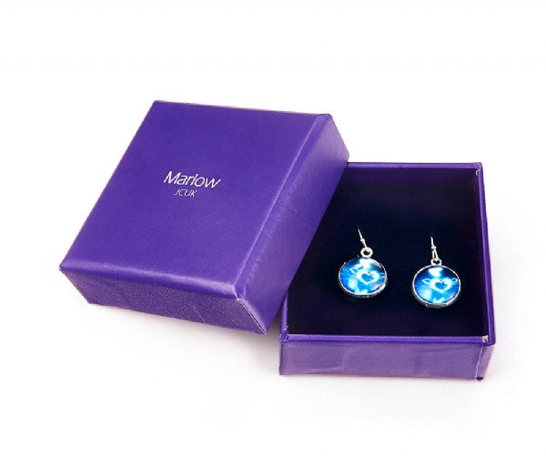 Blue Heart Print Earrings