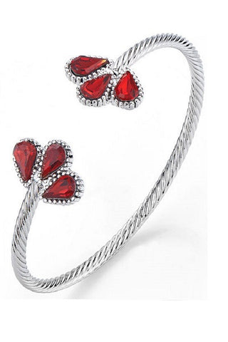 Silver Hearts Double Row Necklace