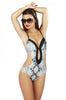 Snake Print Shimmer Effect Cut Out Swimsuit