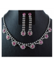 Rose Pink Diamante Necklace and Drop Earring Set