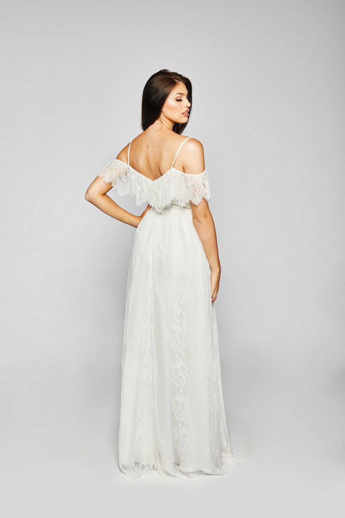 Avery - Romantic Boho Off-Shoulder Ivory Dress