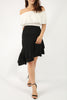 Black Ruffle Asymmetric Midi Skirt