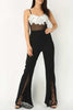 Black Wide Leg Trousers With Lace Insert