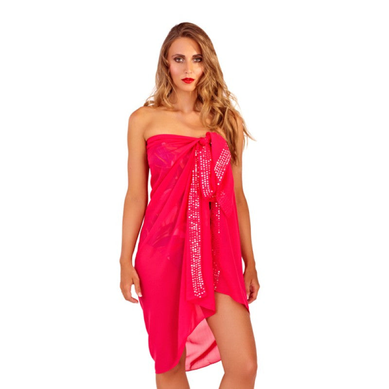 Chiffon Sarong With Pink Sequin Pattern