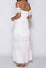 Back View Of White Lace Trim Bardot Maxi Dress