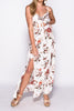 White Floral Print Tie Detail Maxi Dress