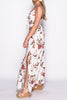 White Floral Print Tie Detail Maxi Dress