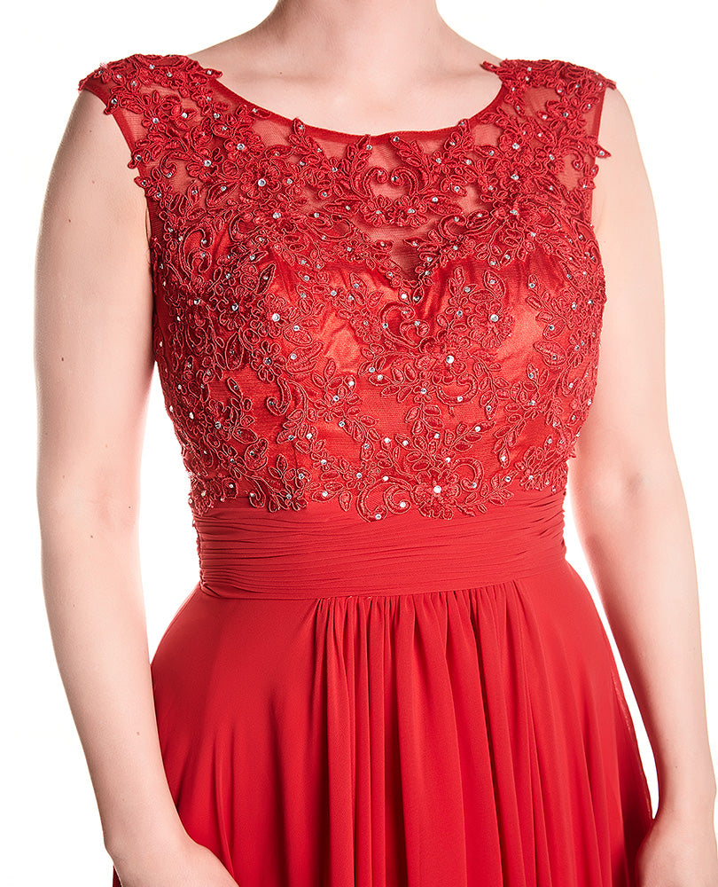 Daisy - Red Lace Bodice With Crystal Bodice