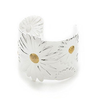 Designer Inspired 925 Sterling Silver Plated Flower 'Daisy' Adjustable Cuff