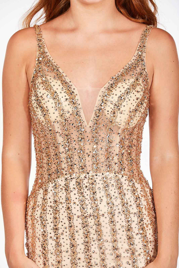 Eve - Champagne Gold Beaded Gown
