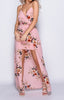 Pink Floral Print Cami Maxi Dress With Shorts