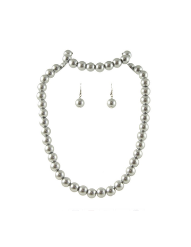 Ivory Imitation Pearl Diamante Necklace and Drop Earring Set