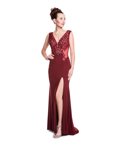 Skylar - Deep Red Glitter Jersey Dress