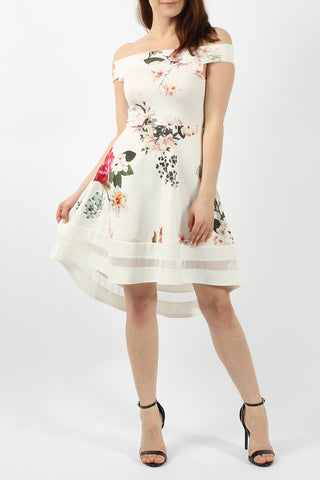 Strapless Flower Print Maxi Dress