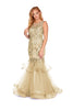 Ivy - Champagne Beaded Fishtail With Tiered Tulle Skirt