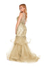 Ivy - Champagne Beaded Fishtail With Tiered Tulle Skirt