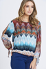 Zig Zag Print Cut Out Sleeve Top