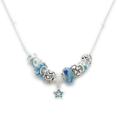 Liberty Charms Silver Plated Misty Blue Necklace
