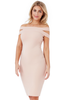 Nude Double Bardot Midi Dress