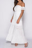 White Lace Trim Bardot Maxi Dress
