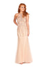 Maya - Blush Tulle And Jersey Beaded Fishtail Dress