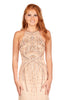 Maya - Blush Tulle And Jersey Beaded Fishtail Dress