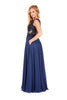 Melissa - Midnight Blue Lace Bodice Chiffon Dress