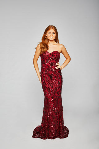 Vivian - Heavily Beaded Red Gown