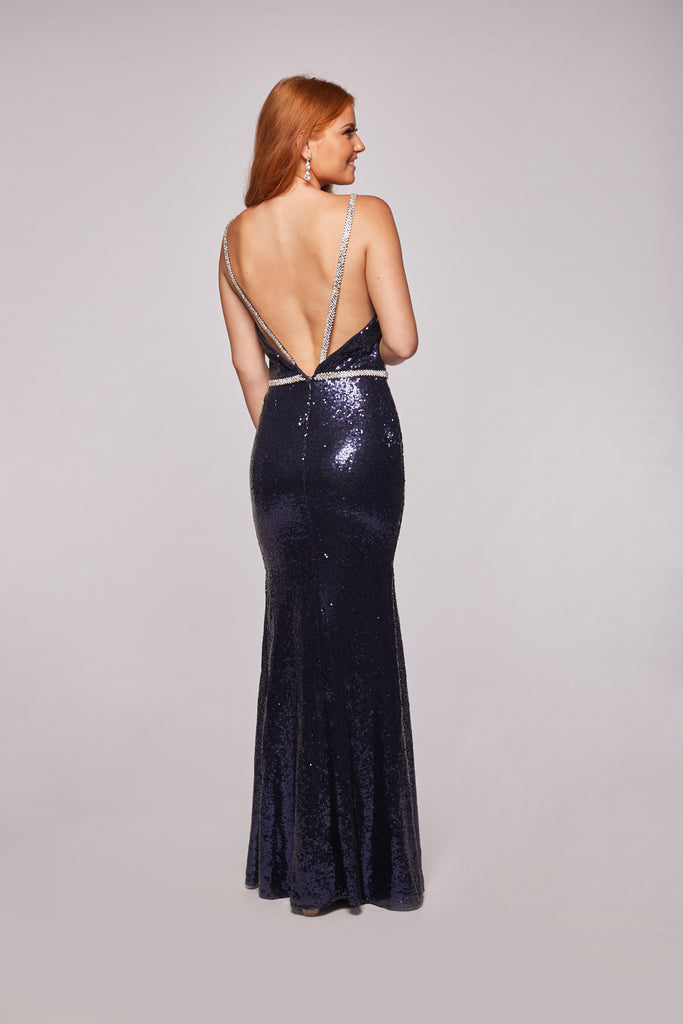 Mia - Sequined Diamante Evening Dress