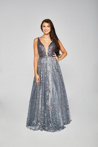 Leah - Glitter Patterned Ball Gown