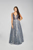 Mila - Printed Glitter Grey Tulle Ball Gown