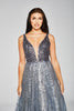 Mila - Printed Glitter Grey Tulle Ball Gown
