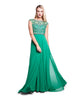 Millie - Beaded Bodice Green Chiffon Dress