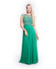 Millie - Beaded Bodice Green Chiffon Dress