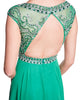 Millie - Beaded Bodice Green Chiffon Dress