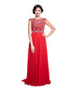 Millie - Beaded Bodice Red Chiffon Dress