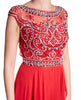 Millie - Beaded Bodice Red Chiffon Dress