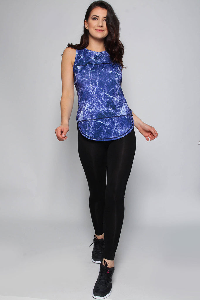 Navy Marble Sports/Gym Vest Top
