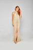 Nora - Champagne Tulle Fishtail Gown With Halter Neckline