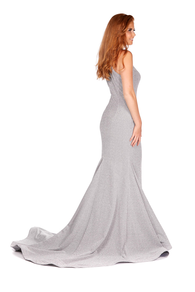 Olivia - Silver Glitter Figure Hugging Jersey Dress