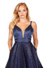 Rachel - Midnight Blue Satin Bodice And Full Sequined Ball Gown