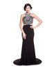 Raine - Beaded Illusion Top With Fitted Black Jersey Skirt