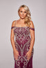 Rebecca - Hand Beaded Plum Tulle Fishtail Dress