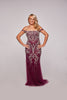 Rebecca - Hand Beaded Plum Tulle Fishtail Dress