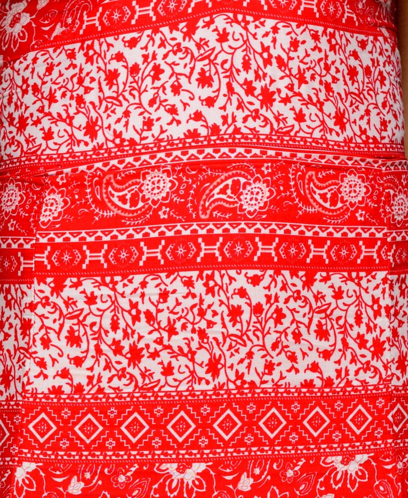 Fabric of Red and White Floral Split Maxi Dress
