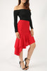 Ruffle Midi Skirt Red